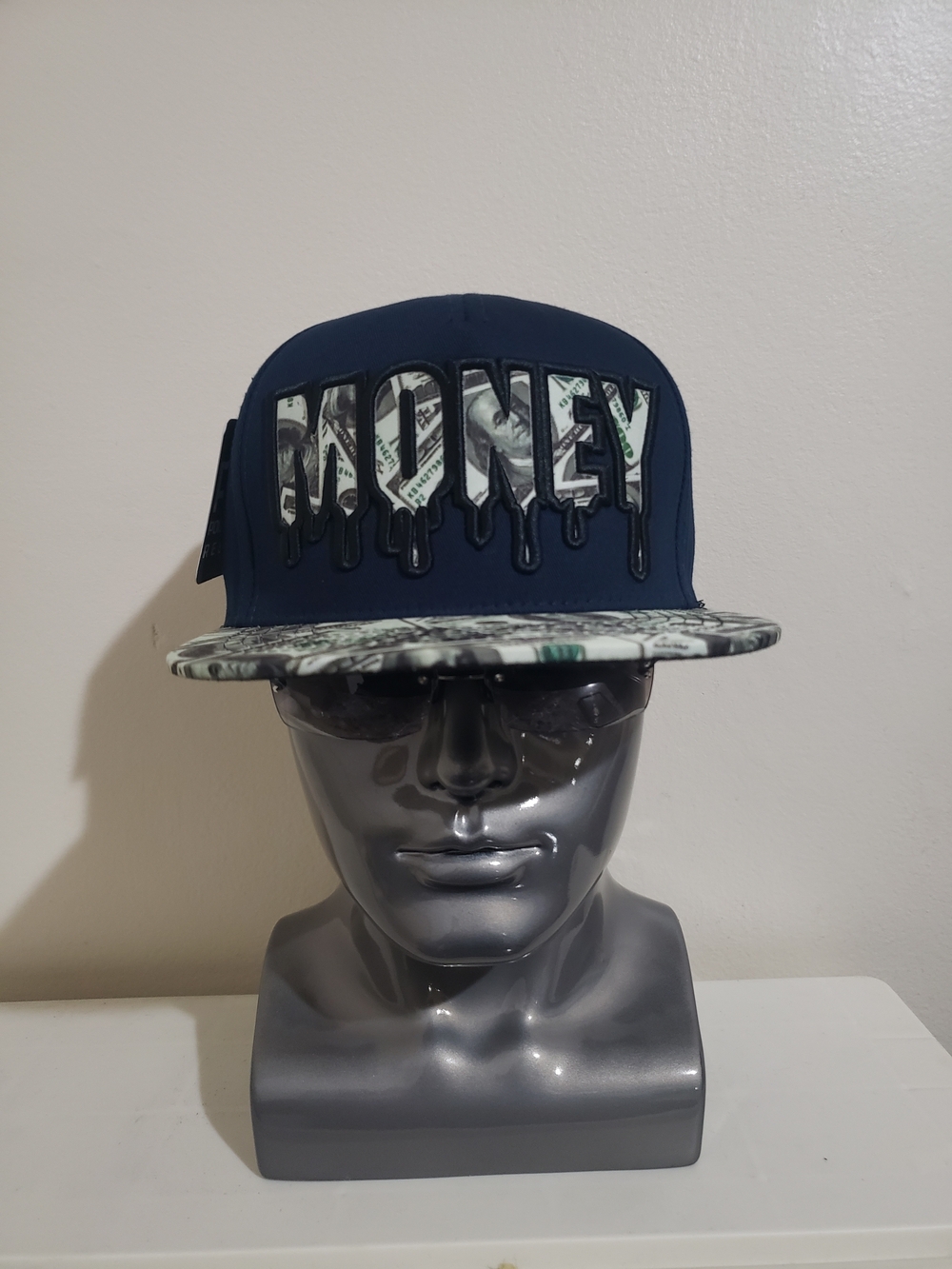 Money Graphic Snapback Hat - Navy